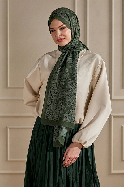 SilkTouch Green Venice Lace I Patterned Organic Shawl