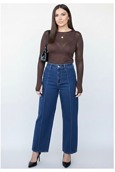 Koza Butik Women Plus Size Long Sleeve Boat Neck Sheer Viscose Blouse 2037-26