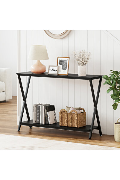 Garvee Console Tables for Entryway, 2-Tier Behind Couch Table with Shelves, N...
