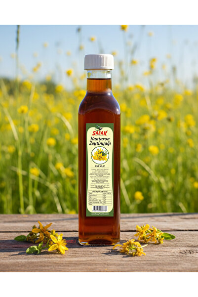 sazak zeytin zeytinyağı Sazak Kantaron Yağı Zeytinyağı 250 ml Cam Şişe