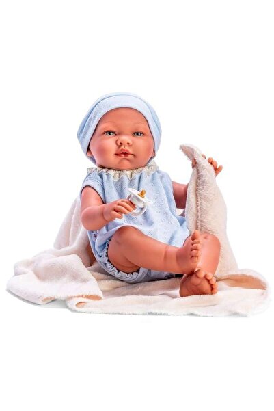 Asivil S.L. Baby Pablo with Blue Suit and Beige Blanket 43cm