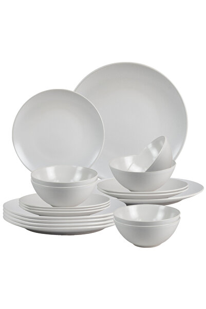 Cesiro Set of 18 Plates for 6 Persons, SnowWhite, Cesiro, Matte White