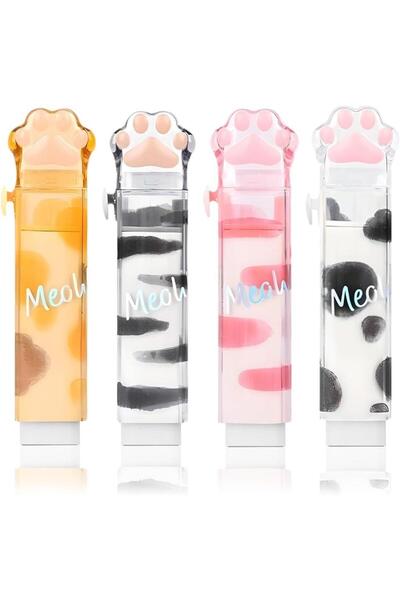 Arabest 4 Pcs Cat Paw Eraser, Rubber Push-Pull with Cat Paw Plastic Sleeve, E...