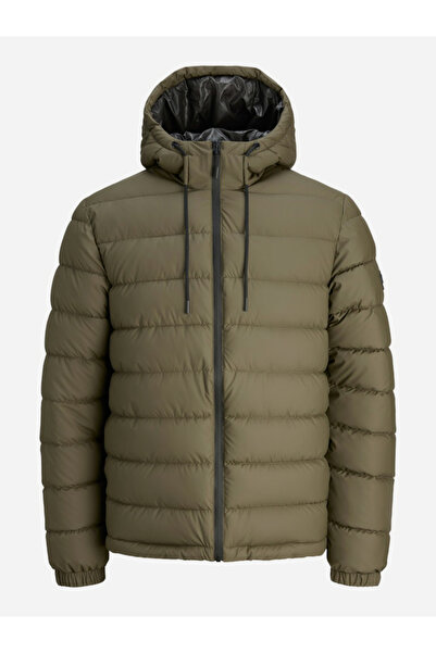 Jack & Jones جاكيت مبطن بسحاب بلون الزيتوني السادة