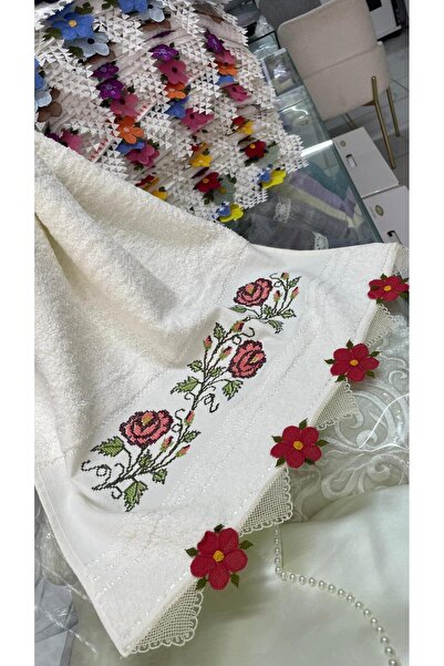 AHSEN TASARIM TEKLİ MAKİNE İŞİ KANAVİÇE GÖRÜNÜMÜNDE SUNİ İPTEN İĞNE OYALI EL ...