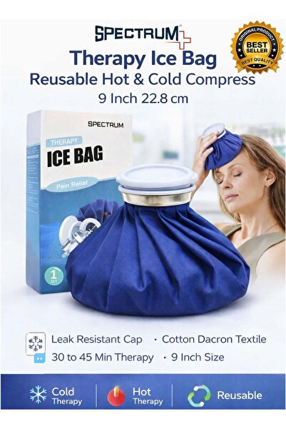 Spectrum حقيبة ثلج علاجي قابل لإعادة الاستخدام، 9 بوصات (22.8 سم)، كمادات ساخ...