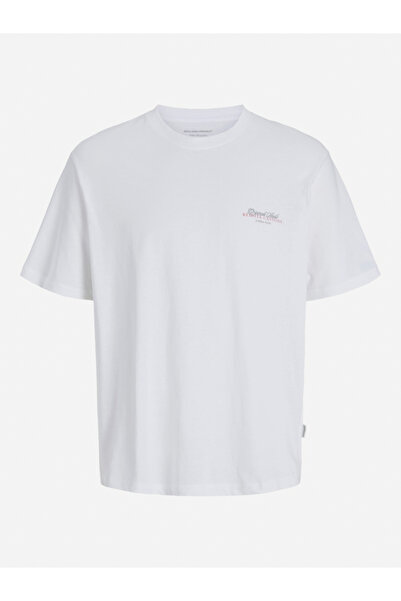 Jack & Jones تيشيرت أبيض بطبعة جرافيكية قصة مريحة
