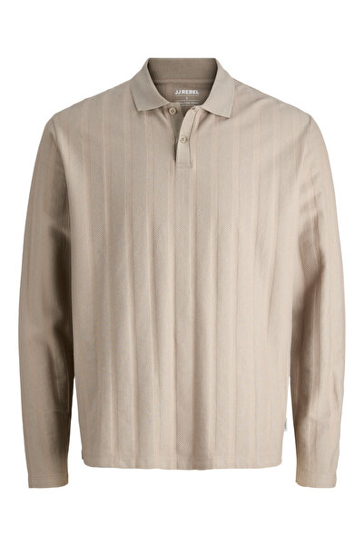 REBEL By Styli Beige Long Sleeve Knitted Polo
