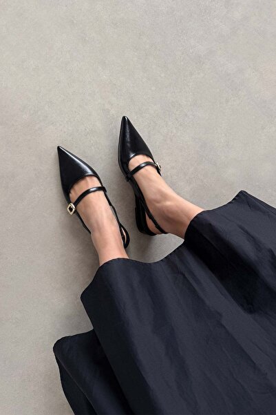 STRASWANS Tania ženske cipele na petu sa naborima Koža crne