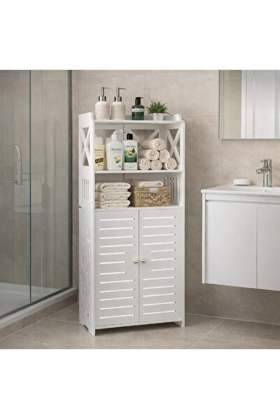 MODALITE Dulap dublu depozitare baie, Rafturi superioare, Dulap inferior cu 2...