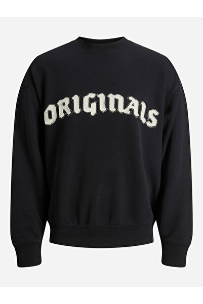 Jack & Jones Black Embroidered Patch Pullover Sweatshirt