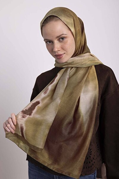 Ayshara Αρχαία Μοντέλα Με σχέδιο Διπλής όψης Σάλι - Καφέ Μουσταρδί