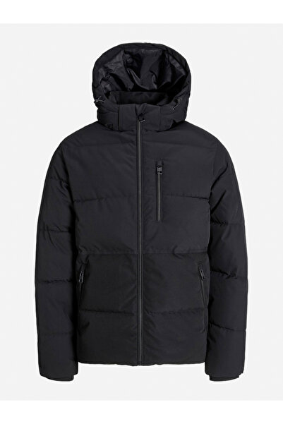 Jack & Jones Black Solid Puffer Jacket