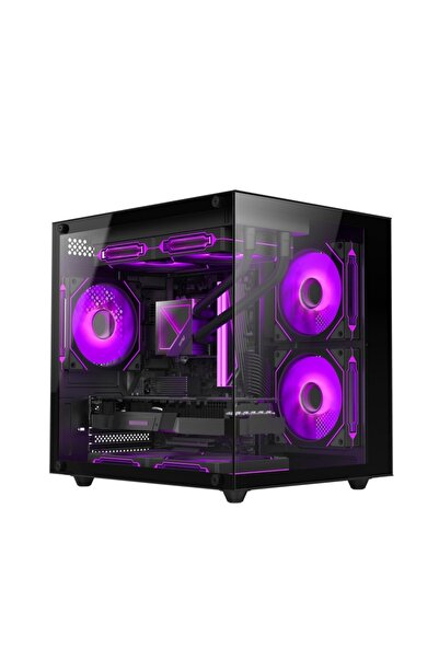 XASER SİYAH CUBE 5X ARGB FAN TUŞ KONTROL 650W 80+ AKVARYUM KASA