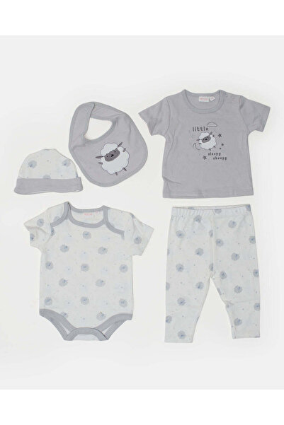 REDTAG Infant Girls Grey 5-Piece Gift Set