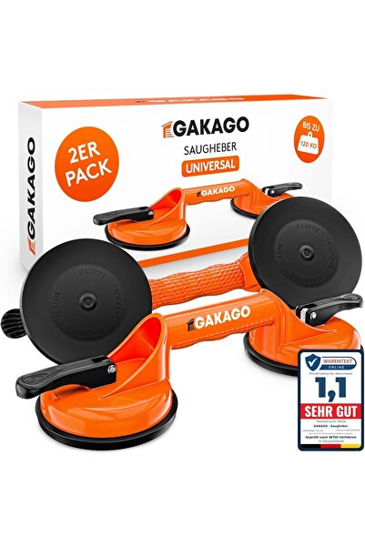 Gakago Set of 2 tile suction cups, plastic/aluminum/rubber, orange/black, 32....