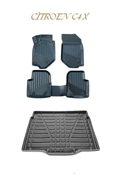 Black Gold Citroen C4x 2023+ 3D TPE Havuzlu Oto Paspas ve İnce Stepne Bagaj H...