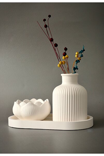 3-Piece Decorative Bohemian Minimalist Vase Set (Candle Gift)