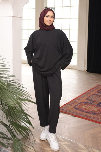 İmajButik Black Tunic Trouser Suit