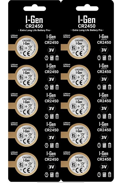 I Gen CR2450 Lityum Düğme Pil 3V 2450 Pil 10'lu Paket