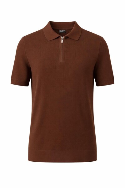 Plus Scorpion Ανδρικό πλεκτό μπλουζάκι Polo Neck Dobby Λεπτομέρεια με φερμουά...