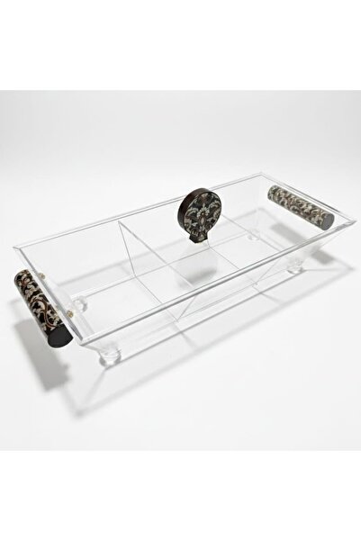 AKDC منظم مستطيل شفاف من أكريليك بثلاثة أقسام للحلوى والتمر والمكسرات – 38 × ...