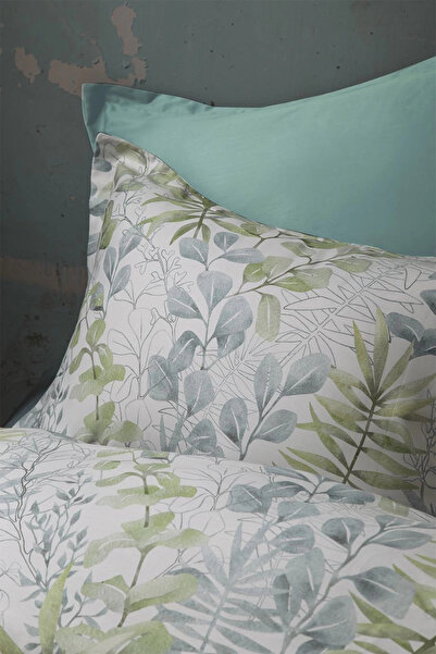 İssimo Home Occale Green 210 TC (83 Tel) Pamuk Saten Nevresim Takımı Çift Kiş...