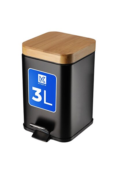 KADAX Bathroom Waste Bin White Bamboo Tilting with Pedal 3L