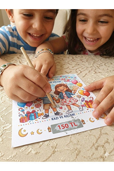 Bayram Kazı Kazan Sürpriz Kart Seti – 6’lı Çocuklara Özel Harçlık Kartları