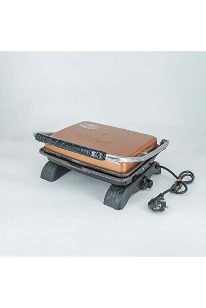 Dökümix محمصة خبز من الحديد المصبوب باللون الذهبي الوردي + فرشاة سلكية