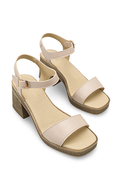 Riccon حذاء نسائي بكعب صندل 0012344 بيج