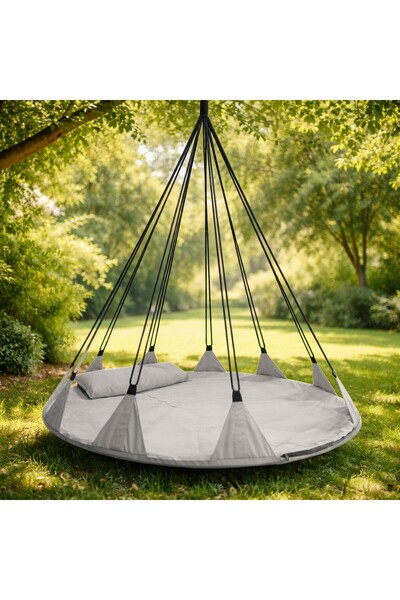 SERSIMO Balansoar de grădină XXL, tip pat suspendat, 150 cm, gri
