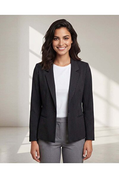 REDTAG Women Striped Rolled Sleeve Blazer