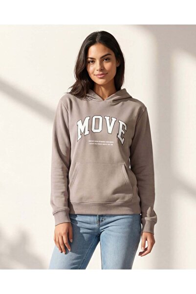 REDTAG سويت شيرت رياضي رمادي بغطاء رأس للنساء