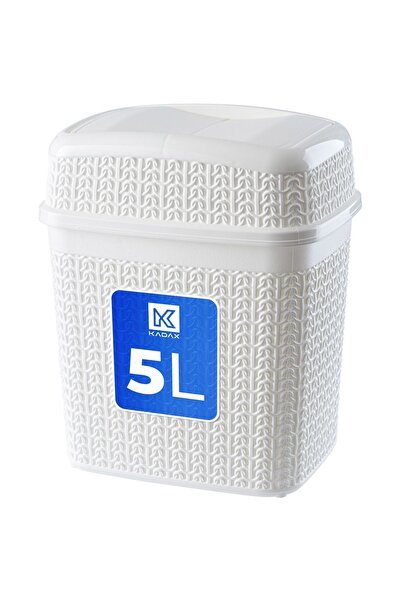 KADAX Bathroom Waste Bin 5L White For Bathroom Toilet Tilting Waste Bin With Lid