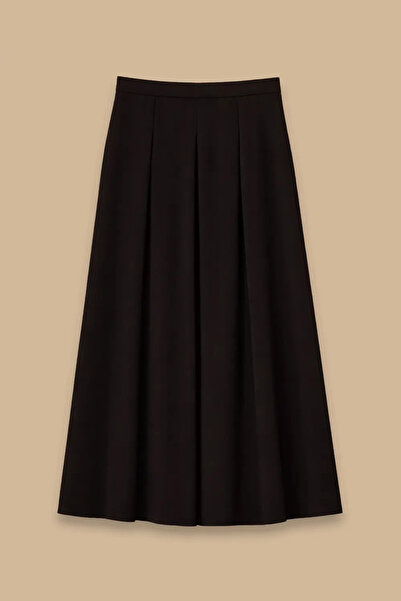 SEÇİL Women's Pleated Detailed Flared Skirt - Black