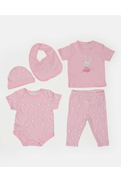 REDTAG Infant Girls Pink 5-Piece Gift Set