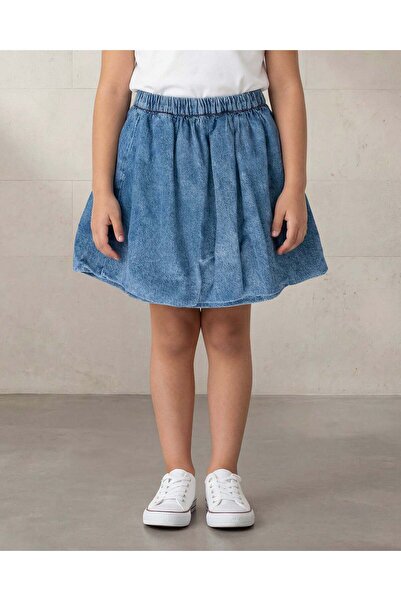 REDTAG Girls Blue Denim Flared Skirt