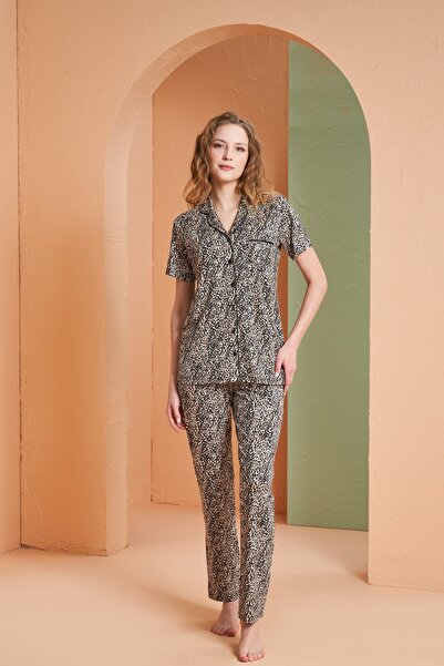 Pjs Pijama Pjs Women`S Boy-Short Button-Down Pajama Set 27034