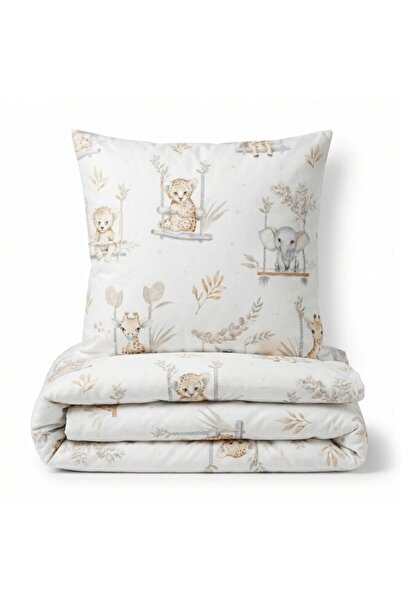 PRICHINDEL Set de 2 piese, husă de pilotă și față de pernă, animale pe leagăn...