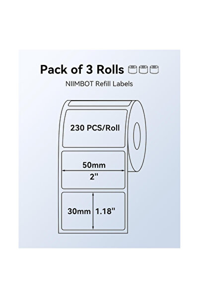 NiiMbot Set 3 role etichete termice 50x30 mm compatibile cu imprimantele B1/B21/B3S, 230 etichete