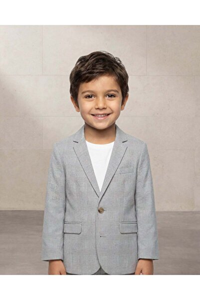REDTAG Boys Grey Solid Blazer