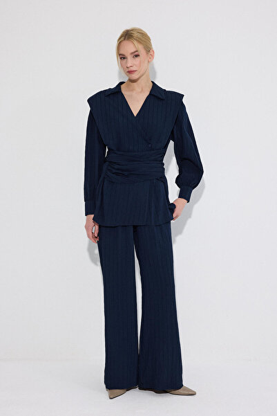 Touché Privé Double-Breasted Belted Shirt and Pants Set