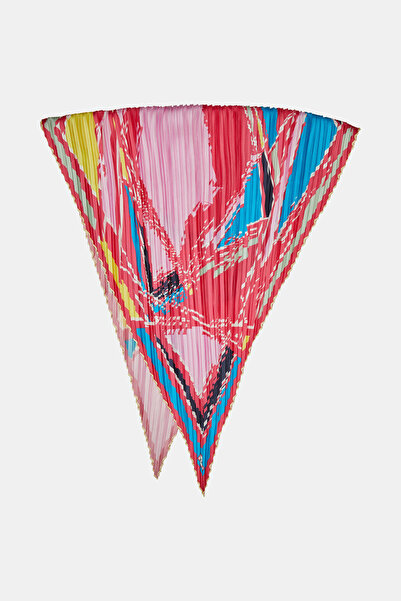 Vakko PEMBE GEOMETRİK DESENLİ TWILL EŞARP