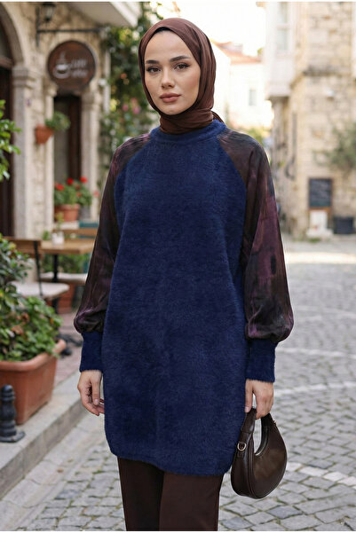 azragül giyim Kol Patterned Silk Kübra Fabric Hijab Knitwear Tunic