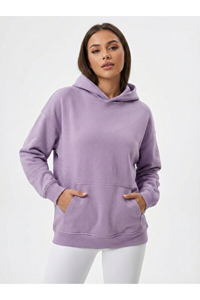 NEW JOURNAL Women's Lilac 3 Thread K Hooded O Oversized Sweatshirt Nj118