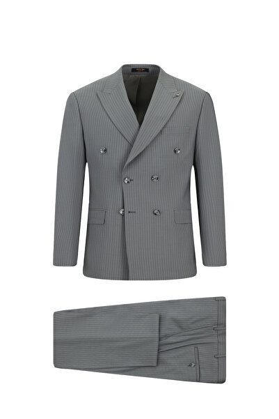 Abdullah Kiğılı 6 Drop Regular Fit Standard Cut Wool Striped Double Breasted ...