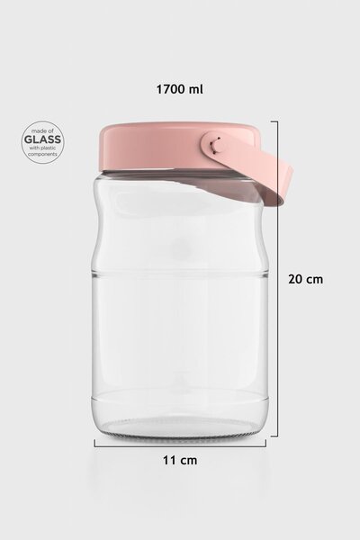 Renga Macro 1700 ml Pink Lidded Glass Jar 131074