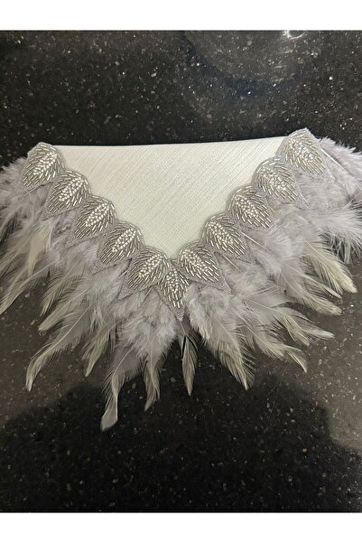 shop Beyaz Gümüştaşlı Yaprak Detaylı Tüylü Kahve Yanı Sunum Peçetesi