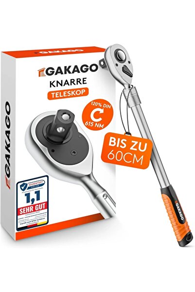 Gakago Telescopic Ratchet Wrench, 1/2", Chrome-Vanadium Steel, 72 Teeth, 615 ...